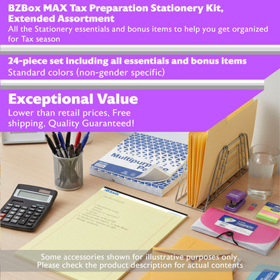 Tax Preparation Stationery Kit, Extended Assortment, 24 items, MAX