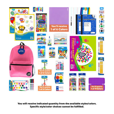 Kindergarten School Supplies Kit for Girls with Backpack, 29-Piece Set, BZBox