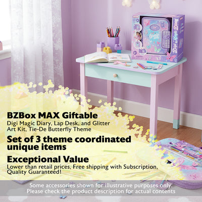 Giftable, Digi Magic Diary, Lap Desk, and Glitter Art Kit, Tie-De Butterfly Theme, 3 items, MAX