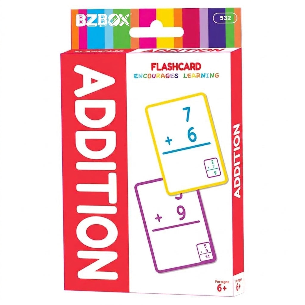 BZBox preschool educational flash cards and workbooks kit featuring colorful art and activity cards for early learning.