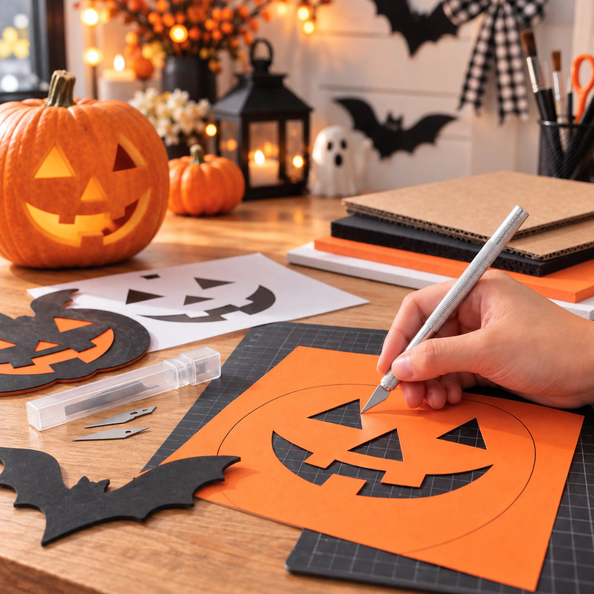 BZBox Halloween crafting essentials kit with 7 pieces, including spooky decorations and craft supplies for seasonal projects.