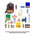 Collage of BZBox high school supplies kit featuring a backpack and 25-piece set of school essentials.