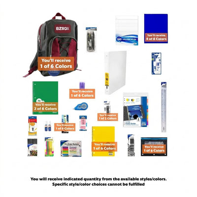 High School Supplies Kit with Backpack,  25-Piece Set, BZBox