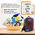 BZBox high school supplies kit with backpack, 25-piece set, including pens, notebooks, and stationery, arranged in a hamper.